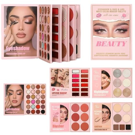 per Trucco a Libro - 55 Colori Duraturo,Palette Trucco Viso E Occhi Colorata Con Blush | Per Donne Adolescenti Compleanno Natale Festa Matrimonio Appuntamenti Lavoro Scuola Performance