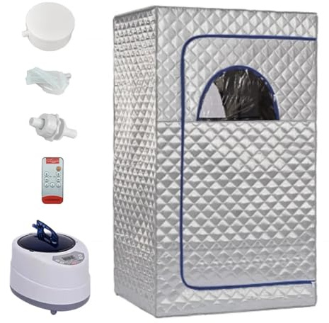 SMTYXS Tragbarer Saunadampf for Ganzkörper-Saunazelt-Dampfbad Mit 2-Liter-Dampfgenerator Mit Fernbedienung Schnelle Aufheizgeschwindigkeit(Silver Set)