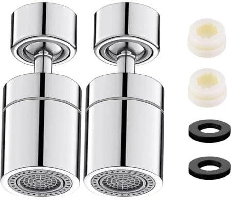 Kitchen Sink Faucet Aerator,2 PCS Kitchen Tap Spray Head 360°Swivel Adjustable Sink Faucet Head Replacement Dual Function 2 Sprayer Modes Tap Aerator Universal Tap Adapter Attachment