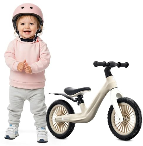 sun baby Balanscykel för barn Sport - max. 30 kg, 2 år, Balance-cykel, nylonram, EVA-hjul, justerbar sadel och styre - Beige