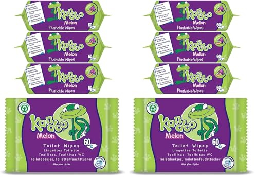 Kandoo Lingettes Melon Humides Jetables Adaptées aux Enfants Douceur Extrême 4 Packs de 60 lingettes, 240 unités (Lot de 2)