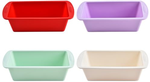 Otbushit 4 Uds Molde de Silicona para Pastel 7, 6x3, 7x2, 2 Pulgadas bandejas rectangulares antiadherentes para Hornear Juego de moldes para Pastel de fácil liberación para Horno freidora de Aire
