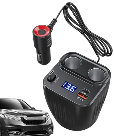 Cargador De Automóvil,Cable De Carga Ajustable 60W Antideslizante Y Plug And Play - Cargador USB Para Coche Con 2 Puertos,Para Baterías Móviles Hombres Mujeres Coche Y Camión