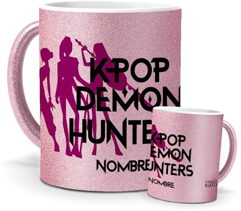 mundohuevo Tazas Únicas | Hunter | Edición Especial Purpurina Rosa | Taza Personalizada para Fans | Tazas para Niñas... | Regalo para Fans de Cantantes