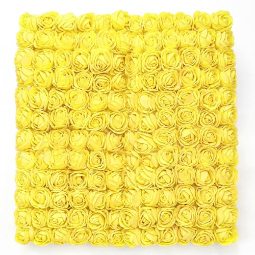 Gkhlg 144 Pcs Foam Roses Artificial Flowers with Soft PE Foam Stems Craft Flowers for DIY Crafters to Decorate Home Parties and Holidays (Yellow)