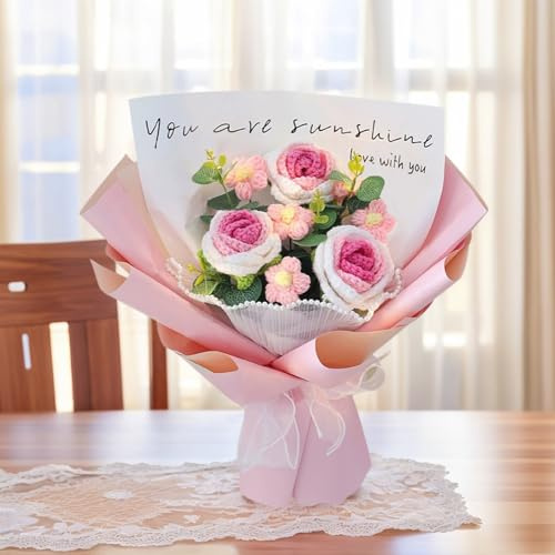 Gestrickter Blumenstrauß Muttertagsgeschenke für Mama Oma Geschenke für Frauen Deko Blumenstrauß für Geburtstag Muttertag Jahrestag (C#1)