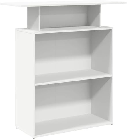 Mhdvray Bancone per ricevimento, bianco, 100 x 40 x 104 cm, bancone da reception in legno, bancone per negozi, bancone di cassa con ripiano per ufficio, pratica, cosmetici e parrucchieri