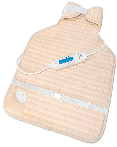 Pekatherm SS35TD Elektrisches Nacken- und Rückenpolster | Größe 56 x 39 cm | 100 W Leistung und 3 Temperaturstufen | Wärmekissen aus Polyester