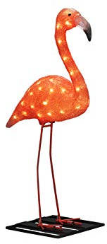 Konstsmide LED Acryl Flamingo, klein, 48 bernsteinfarbene Dioden, 24V Außentrafo, weißes Kabel - 6272-803, 65 cm, Bernstein