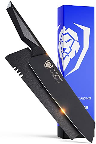 DALSTRONG Couteau de Chef Kiritsuke - 8,5 - Série Shadow Black - Noir Titane Nitride Revêtu - Haute Teneur En Carbone - 7CR17MOV-X Acier Traité À Vide - Gaine - Certifié NSF