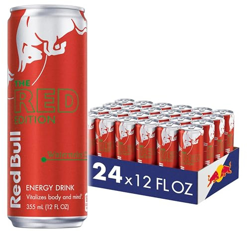 Red Bull Red Edition Energy Drink, Watermelon, with 114mg Caffeine plus Taurine & B Vitamins, 12 Fl Oz, Pack of 24 Cans