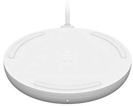 Belkin Boost Charge Wireless Charging Pad 15W (Qi-zertifiziertes kabelloses Ladegerät für iPhone, AirPods, Samsung, Google und mehr, AC-Adapter im Lieferumfang enthalten) - Weiß