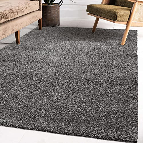 Impression Wohnzimmerteppich - Hochwertiger Öko-Tex zertifizierter Flächenteppich - Solid Color Teppich Grau - Größe 140x200