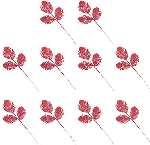NUOBESTY 10 Pezzi Rosso Natale Plettri Rami di Agrifoglio Decorazioni Natalizie Piccoli Ramoscelli di Pino Steli Plettri per Artigianato Ghirlanda Ghirlanda Albero Colore Casuale