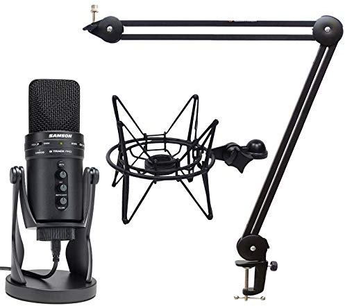 Samson G-Track Pro Microphone USB, araignée SP04TB noire, trépied articulé keepdrum
