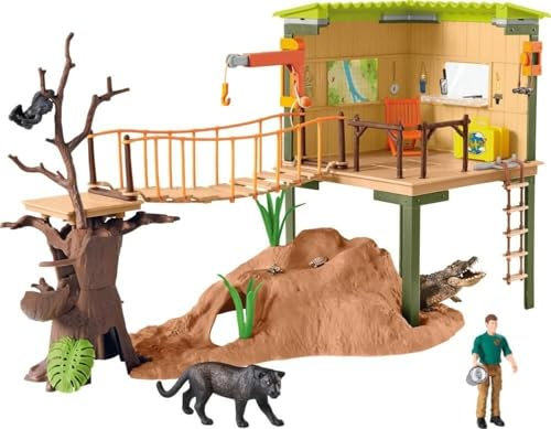 SCHLEICH 42507 Abenteuerstation Nat Geo, ab 3 Jahren, WILD Life - Spielset, 68 Teile
