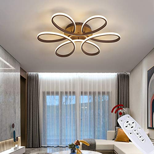 LED Deckenlampe XW809K 74cm 160W mit Fernbedienung Lichtfarbe/Helligkeit einstellbar dimmbar kaffeefarbe lackierte Metallrahmen A+ LED Wohnzimmerleuchte Deckenleuchte (XW809K-74cm Kaffee)