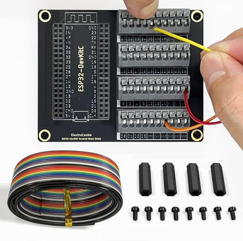 ElectroCookie Kit schermatura morsettiera ESP32, compatibile per ESP32-DevKitC, modulo PCB di espansione semplice connettore a molla push-in