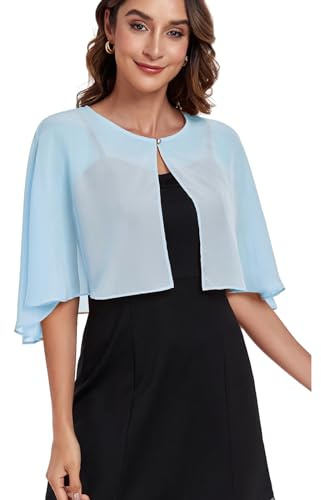 Schals und Stolen für Abendkleider, Chiffonschals, Hochzeitsboleros, Umhänge für Brautjungfern, Schals für Damen, Hell, blau, Einheitsgröße