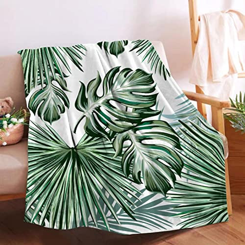 Softerhug Blanket Monstera Deliciosa Palms Tropical Plants Soft Cozy Throw Lightweight Microplush Blankets for Couch Bed Sofa All Season Warm-50x40 Small for Kids
