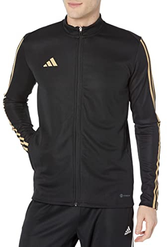 adidas Chaqueta de entrenamiento reflectante Tiro para hombre, Negro y dorado reflectante., Small