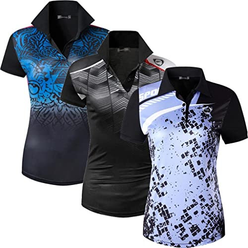jeansian Damen 3 Packs Sport Slim Breathable Short Sleeve T-Shirt Tee Tops SWT318_328_329 Black S
