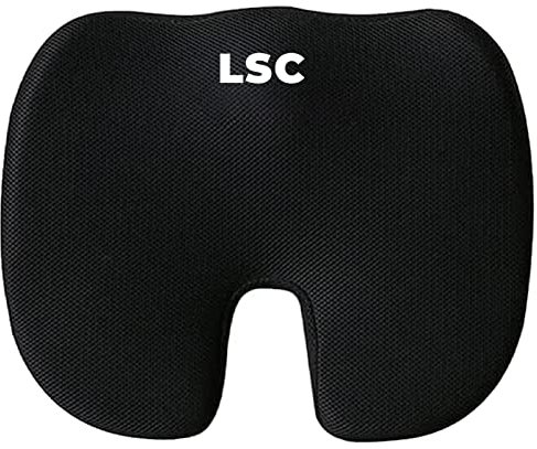 LSC Chair Cushions for Office Chair Memory Foam Non-Slip Sciatica & Back Coccyx TailbonePain Relief Seat Cushions for Office Desk, Gamming Chair, Wheelchair, Car Seat, Sciatica, Tailbone Pain (Black)