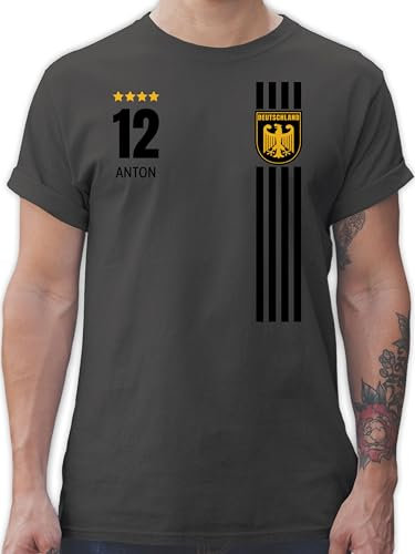 T-Shirt Herren - 2026 Fussball WM Fanartikel - Deutschland Germany Trikot Style - S - Dunkelgrau - Deutschland-t-Shirt em Tshirt 2024 fußball deutsche Shirt deutschlandshirt fußball-Fanartikel