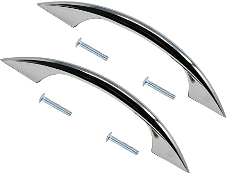 TERF® Traditional Polished Chrome D-Shape Back Fix Pull Handle 93mm (3.66 inch) Including Fixing Screw for Kitchen Cupboard Cabinet Drawer Wardrobe Door Pull Handle - Pack of 2