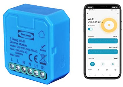 Yueyang interruttor dimmer 220v, a luce intelligente rele dimmerabile per led, fai da te Smart Life/Tuya APP Telecomando 1/2 modo rele, funziona con Alexa Google Home