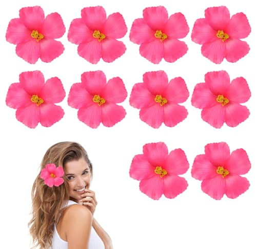 PRETYZOOM KüNstliche HibiskusblüTen Rosa 10 StüCk Partyblume | Als Tischdeko FüR Luau-Party Diy-Kranz Café Hotel Bar BüRo Und Wohnzimmer 3.94 X 3.94 X 0.39 in