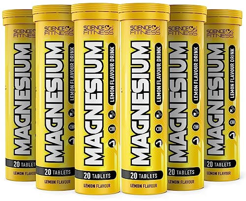 Magnesium Lemon Flavour Effervescent Tablets -120 Tablets for Normal Muscle Functions, Suitable for Vegans and Vegetarians, Magnesium 375 mg per Serving