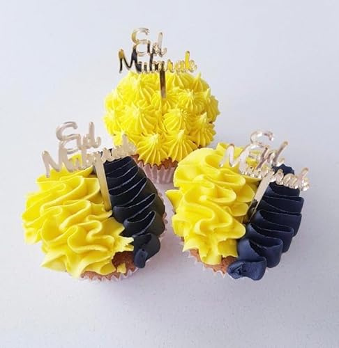 12 Eid Mubarak Cupcake Toppers, Gold Acrylic Topper, Gift Tags, Charms, Dessert Decorations. SALE SALE
