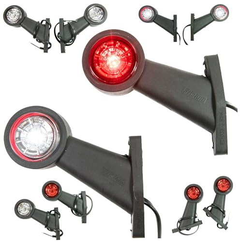 Web Truck 2 x LED Gummi Begrenzungsleuchte Seitenleuchte 12V 24V mit E-Prüfzeichen Positionsleuchte Auto LKW PKW Wohnwagen KFZ Lampe Leuchte Licht Weiß Rot schräg kurz