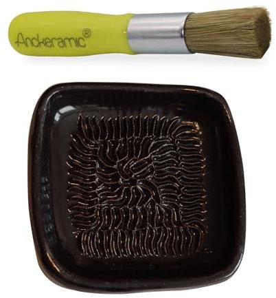 ANCKERAMIC® Ceramico Original Finlandia - Juego de rallador de cerámica y pinceles para hornear - rallador de ajos de cerámica, rallador de jengibre y pincel de cerdas naturales, hecho a mano (color