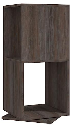 SDWEHO7 Bücherregal 2 Ebenen, Drehbares Regal mit Buchstützen, Standregal für kleine Räume, Aufbewahrungsregal, 2 Stufe Drehregal für Wohnzimmer, Grau und Sonoma-Eiche 34,5x34,5x75,5 cm Holzwerkstoff