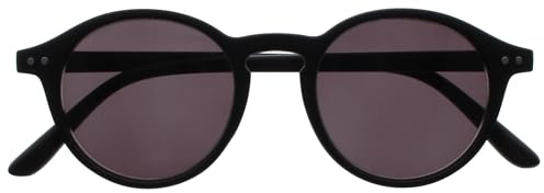 OPULIZE REY Occhiali da Lettura con Lenti da Sole - Montatura Rotonda Retro - Nero Opaco - Uomo Donna - Cerniere a Molla - S56-1 - +1.00