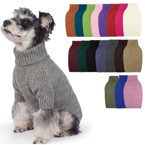 IECOii Hundepullover Weihnachten Sweater für Hunde,Hundepullover für Mittelgroße große Hunde,Warm Rollkragen Hunde Pullover,Winter Hundebekleidung for Französische Bulldogge,Labrador Hundepulli