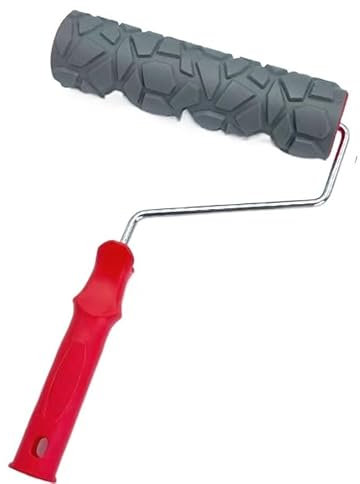 Rodillo de textura, rodillo de pintura estampado, Rodillo de pintura con textura de ladrillo de imitación de goma de 10 pulgadas, herramienta de pintura con efecto de grano con mango, herramienta de d