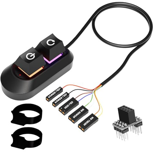 Desktop-Computer externer Netzschalter, multifunktionaler PC-Netzschalter, schnelle Power Switch, einfache Start- und Reset-Steuerung (Schwarz, 2 Meter)