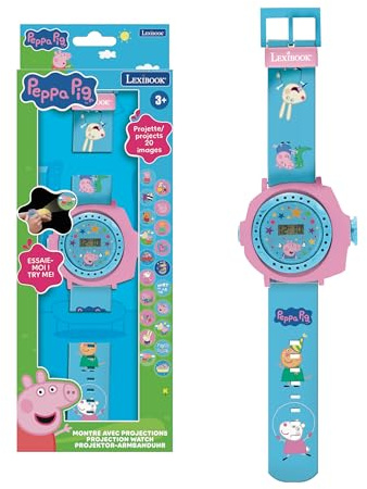 Lexibook, Peppa Wutz, Verstellbare Armbanduhr mit Projektionen, Projektion von 20 Peppa Wutz-Bildern, Digitaler Bildschirm, für Kinder, DMW050PP
