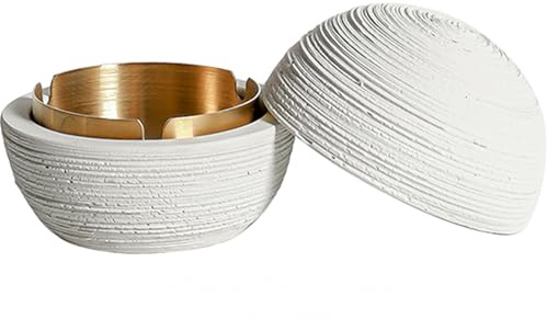 Cutfouwe Design Tischmülleimer Aus Beton – Windfester 2-In-1Mini-Mülleimer,Weiß,12cm