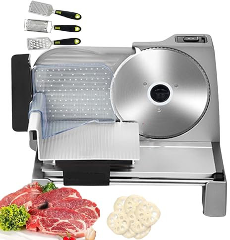 QUSYZD Cortadora de Carne para Alimentos - Máquina cortadora de Verduras, Picadora de Carne Comercial y Cuchilla de Acero Inoxidable de 7.5'' - Altura de Corte 10 cm, Cortadora de fiambres -,