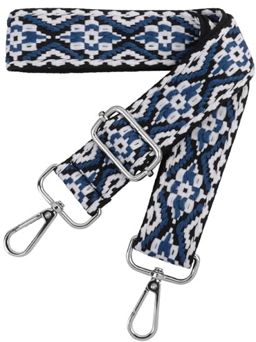 Moorle Schultergurt für Tasche, Taschengurte zum Wechseln Verstellbar 3.8cm | Taschengurt Breit 3.8cm mit Silber Karabiner, Taschengurt Schwarz Weiß Blau für Handtasche Crossbody