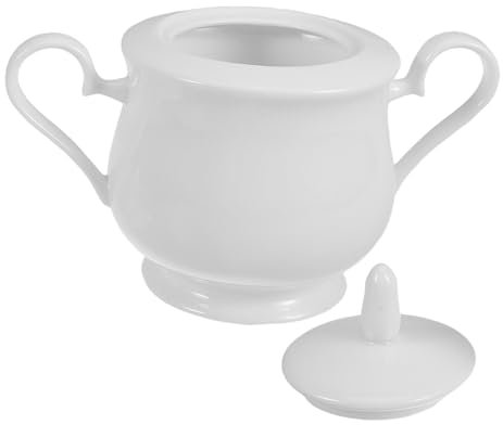 MUCKLILY Sucrier en Porcelaine 370 Ml Couvercle Hermétique, Pot à Sucre Céramique Résistant, Cuisine et Restaurant, Sucrier Vintage Polyvalent, Boîte à Sucre Élégante