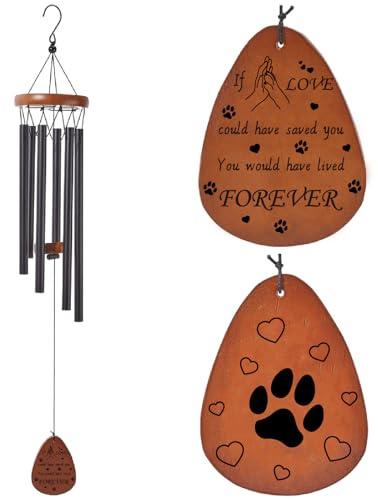 CREATCABIN Windspiel Mit Pfotenabdruck Für Hunde Gedenk Windspiel Erinnerungsgeschenk Zum Gedenken An Den Tod Eines Hundes Trauerbekundung Geschätztes Beileidsgeschenk Verlust Eines Geliebten Menschen