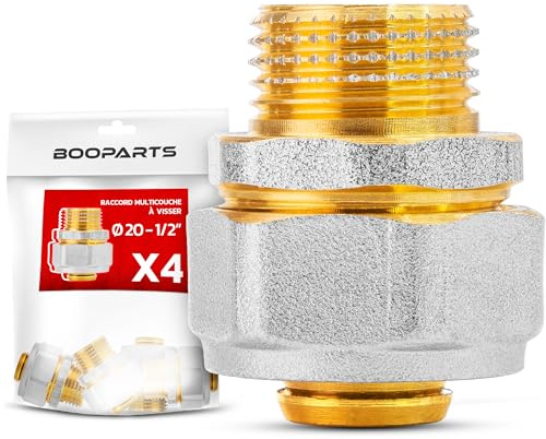 BOOPARTS – 4 piezas – Conexión multicapa 20-1/2 (15-21) a rosca – Manguito macho multicapa – accesorio de plomería para tubo multicapa 20