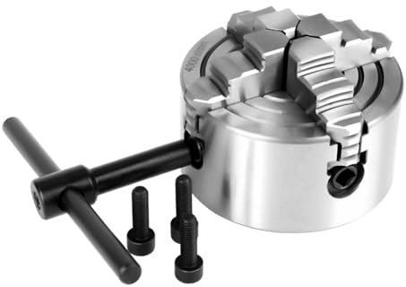 JOXLOVER Mandrin de Tour, Mandrin De Tour À Métal À 4 Mâchoires, 80mm, Indépendant Et Réversible, Machine-Outil De Tournage + 3 Vis, K72-80 pour Tours généraux et Machines industrielles