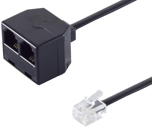 1aTTack.de 1x 0.1m - RJ11 Stecker auf 2x RJ11 Kupplung Adapter 0,1m Vergoldete Kontakte ABS Gehäuse Ungeschirmt