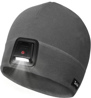 Taximi Wintermütze mit Lampe - Sport Mütze LED Beanie Herren Damen, Beleuchtet Mütze LED Wiederaufladbar USB für Jogging Laufen Fahrrad